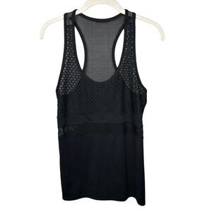 Black Mesh Sleeveless Scoop Neck Athletic Tank Top Women's Large